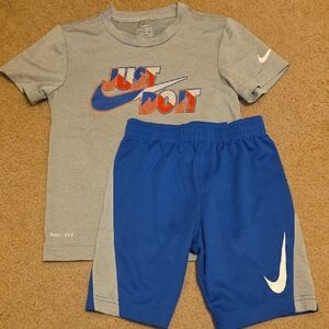 Nike Kids' Gray Tee and Blue Shorts Set